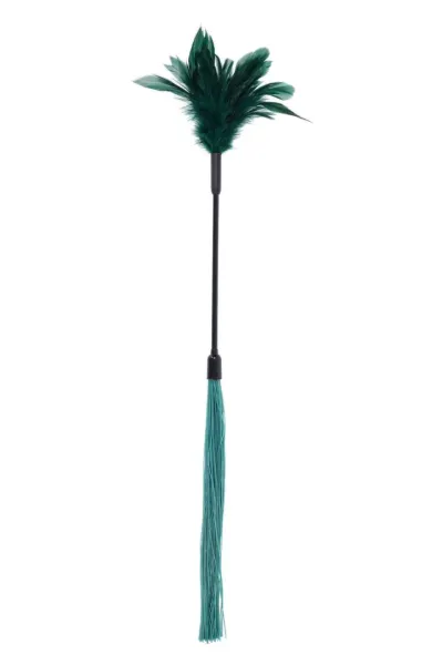Oboustranné šimrátko Sportsheets Indica s peřím a silikonovými třásněmi, zelené - obrázek 4