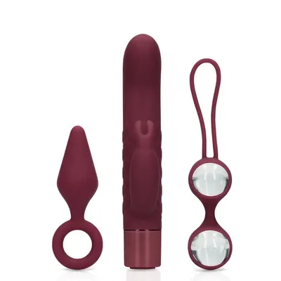 Dárková sada Satisfyer (S)explore pro ženy, 3 kusy, tmavě višňová