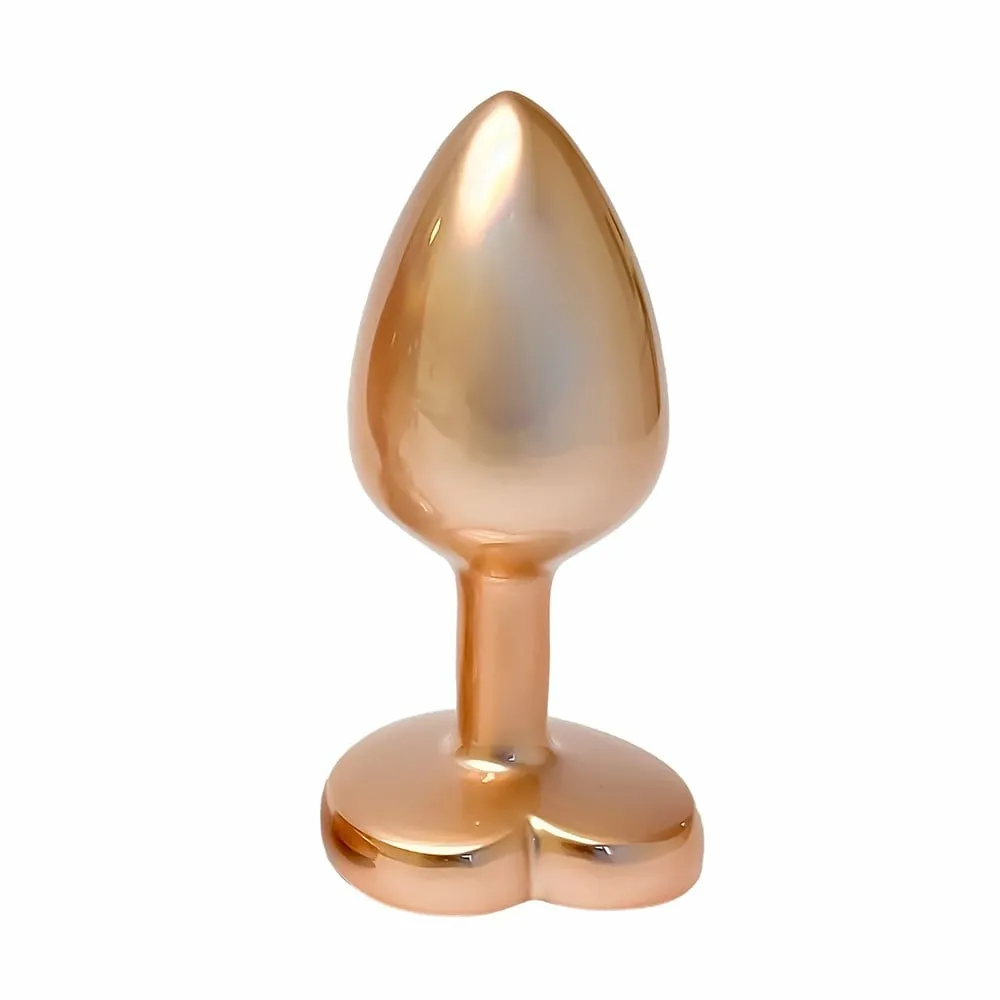 Anální kolík GLEAMING LOVE Pearl Gold Small s kamínkem ve tvaru srdce, zlatý, 7,1 cm - obrázek 2