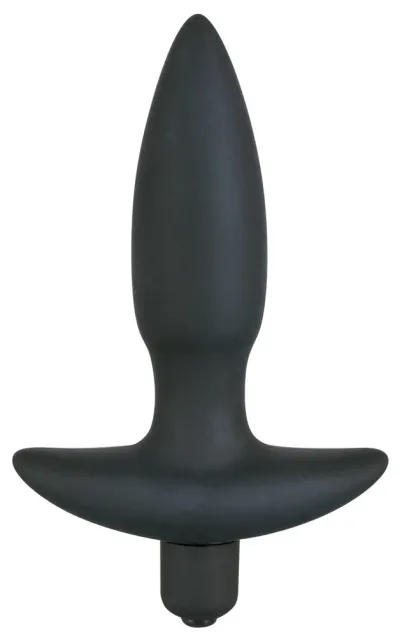 Vibrační anální kolík Black Velvets Small Plug, silikon, černý, 13 cm - obrázek 2