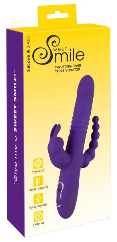 Sweet Smile Triple Thrusting V přirážecí rotační vibrátor se třemi motorky
