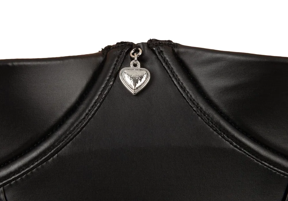 Body s otevřenými košíčky Cottelli Bondage s podvazky, tangami a pouty, černé, S - obrázek 7