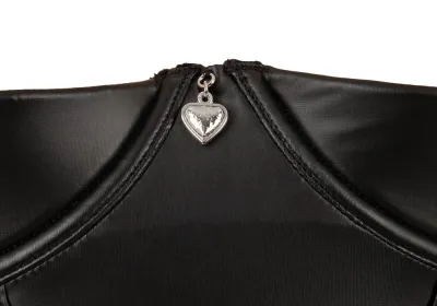 Body s otevřenými košíčky Cottelli Bondage s podvazky, tangami a pouty, černé, S - obrázek 7