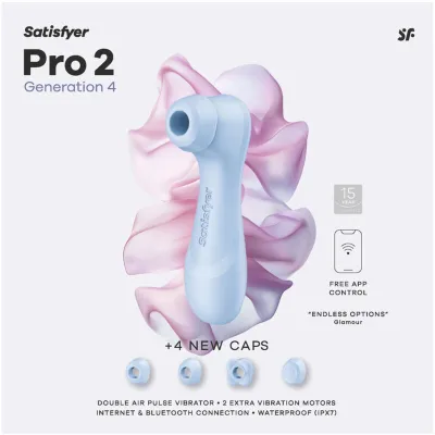 Tlakový stimulátor klitorisu Satisfyer Pro 2 Generation 4 s vibracemi, modrý - obrázek 8