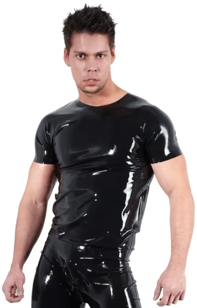 Latexové tričko LateX s krátkým rukávem, černé, unisex, S - obrázek 2