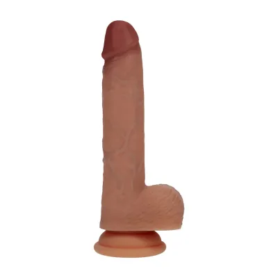 Realistický přirážecí vibrátor RealRock Dual Density, silikon, tmavší tělový, 17,8 cm - obrázek 3