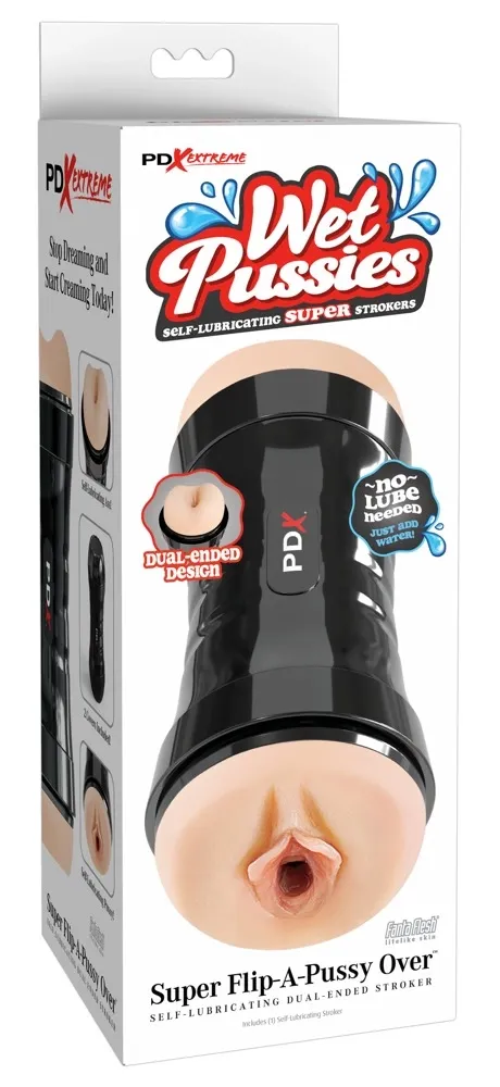 Oboustranná umělá vagína PDX Extreme Wet Pussies Super Flip-A-Pussy, 21,6 cm