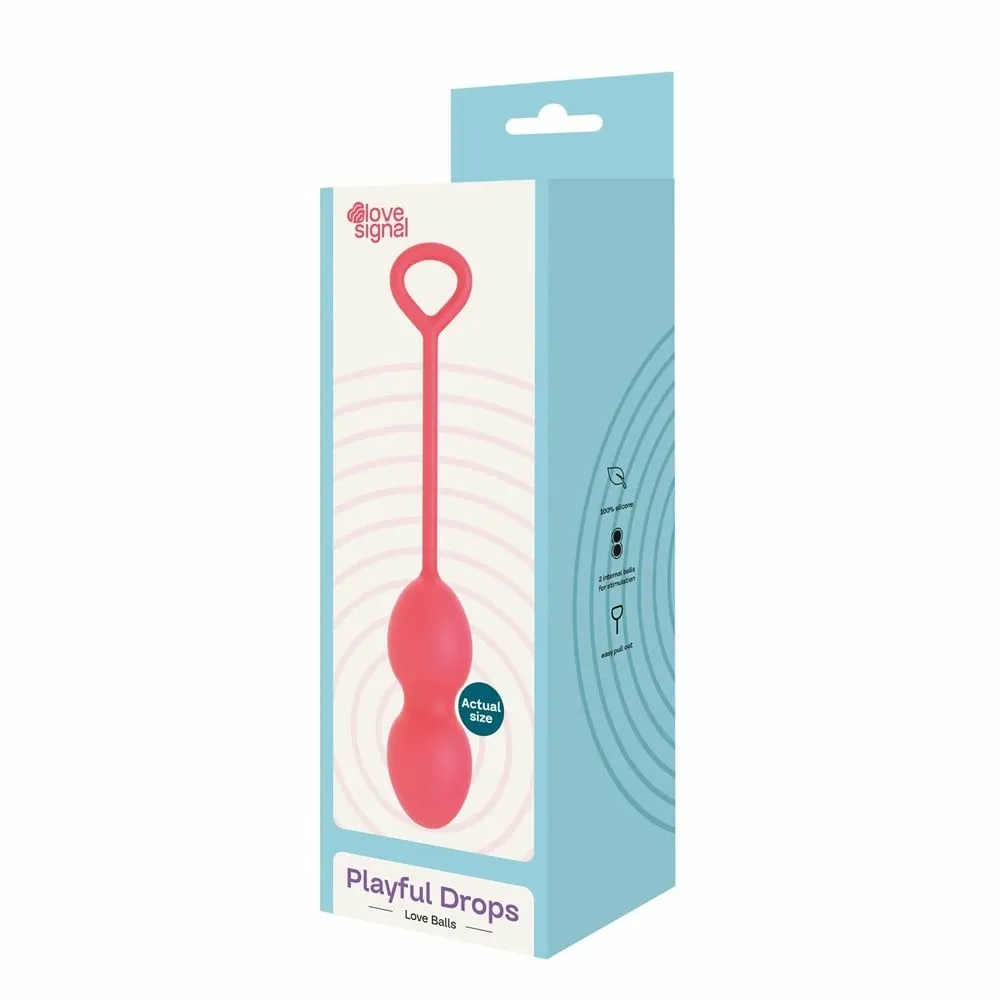 Venušiny kuličky Love Signal Playful Drops, dvojité, silikon, růžové
