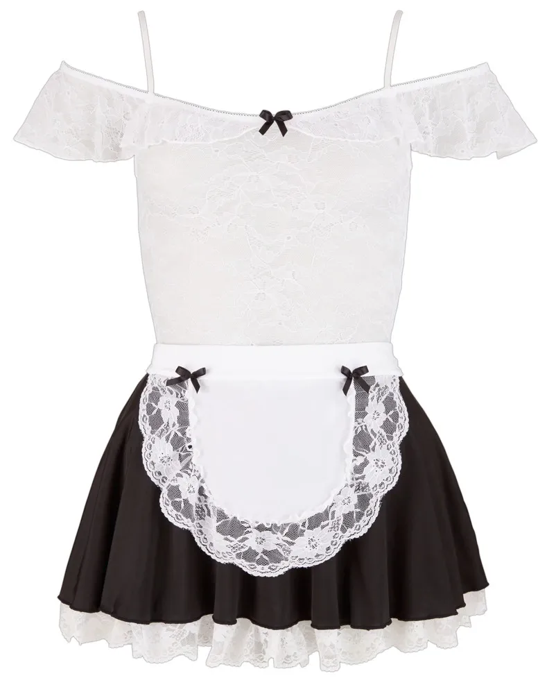 Kostým pokojské Cottelli Collection Maid, šaty s krajkou a zástěrou, M - obrázek 4