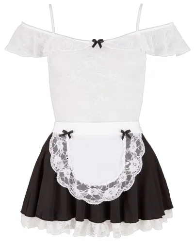 Kostým pokojské Cottelli Collection Maid, šaty s krajkou a zástěrou, M - obrázek 4