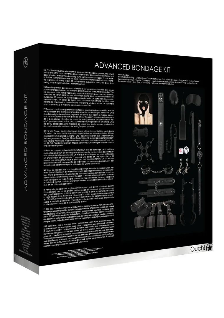 BDSM sada Shots Advanced Bondage Kit s pouty a doplňky, černá - obrázek 3