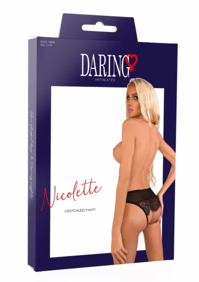 Kalhotky s otevřeným rozkrokem a páskovými zády Daring Intimates Nicolette, černé - obrázek 7