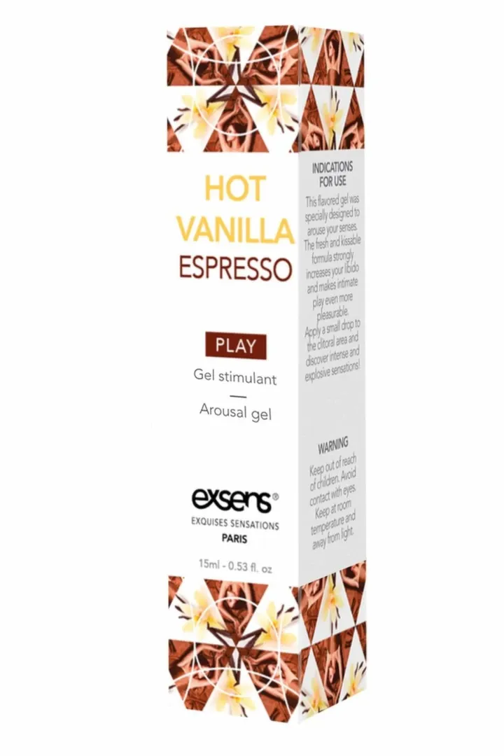 Hřejivý stimulační gel EXSENS Hot Vanilla Espresso, vanilka a káva, 15 ml