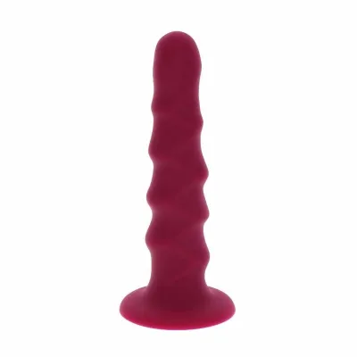 Vroubkované silikonové dildo Get Real s přísavkou, 12 cm, červené