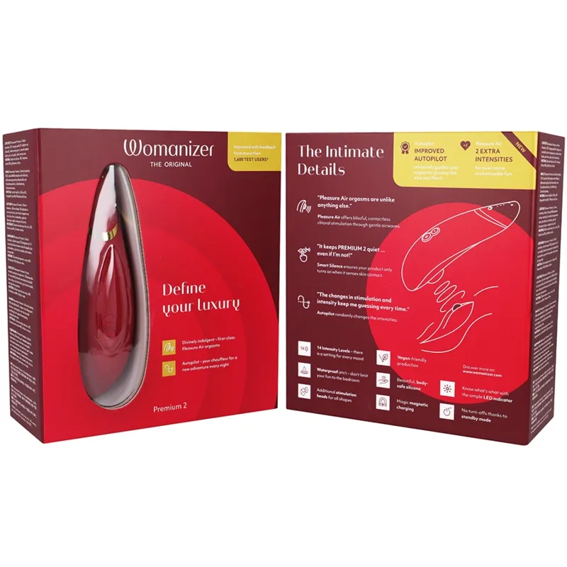 Tlakový stimulátor klitorisu Womanizer Premium 2, bordó, 14 úrovní - obrázek 7