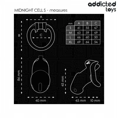 Klec cudnosti Addicted Toys Locked Midnight Cell, velikost S, černá - obrázek 5