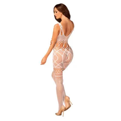 Síťovaný bodystocking Obsessive G330 s otevřeným rozkrokem, bílý, S/M/L - obrázek 2
