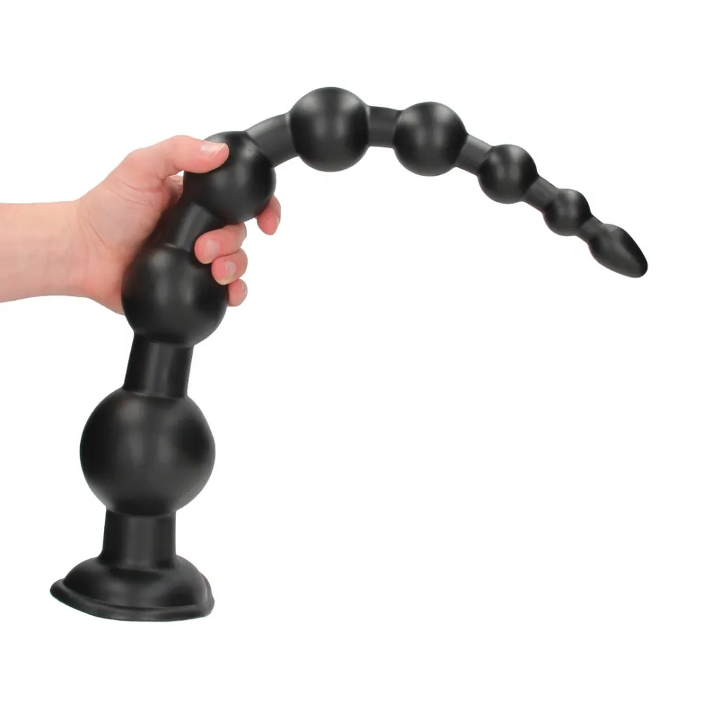 Extra dlouhý anální kolík Ouch! Dominant Drill s kuličkami a přísavkou, černý, 55,5 cm - obrázek 7