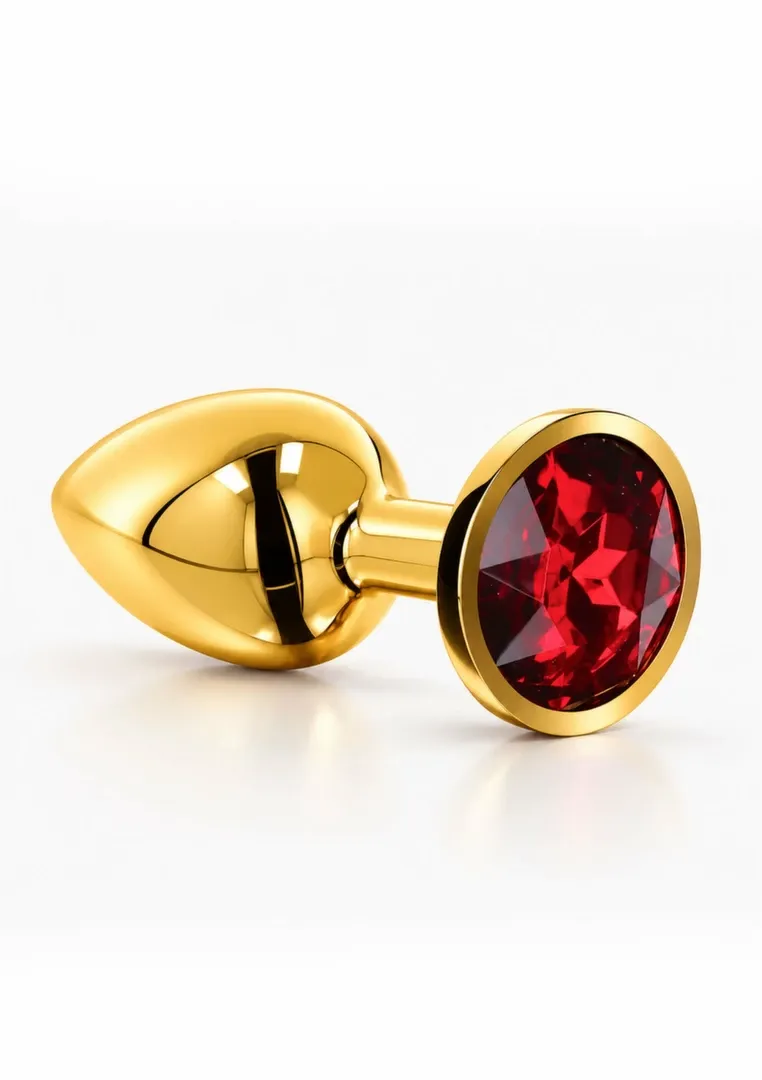 Anální kolík s kamínkem TABOOM Diamond Jewel L, zlatý hliník, červený krystal - obrázek 8