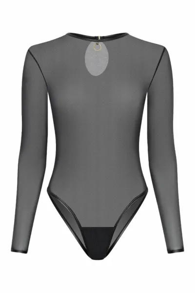 Průsvitné body s dlouhým rukávem Guilty Pleasure Lingering, černé, S/M - obrázek 5