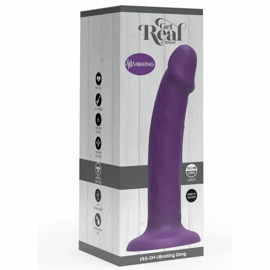 Realistické vibrační dildo Get Real s přísavkou, nabíjecí, fialové, 19,5 cm - obrázek 4