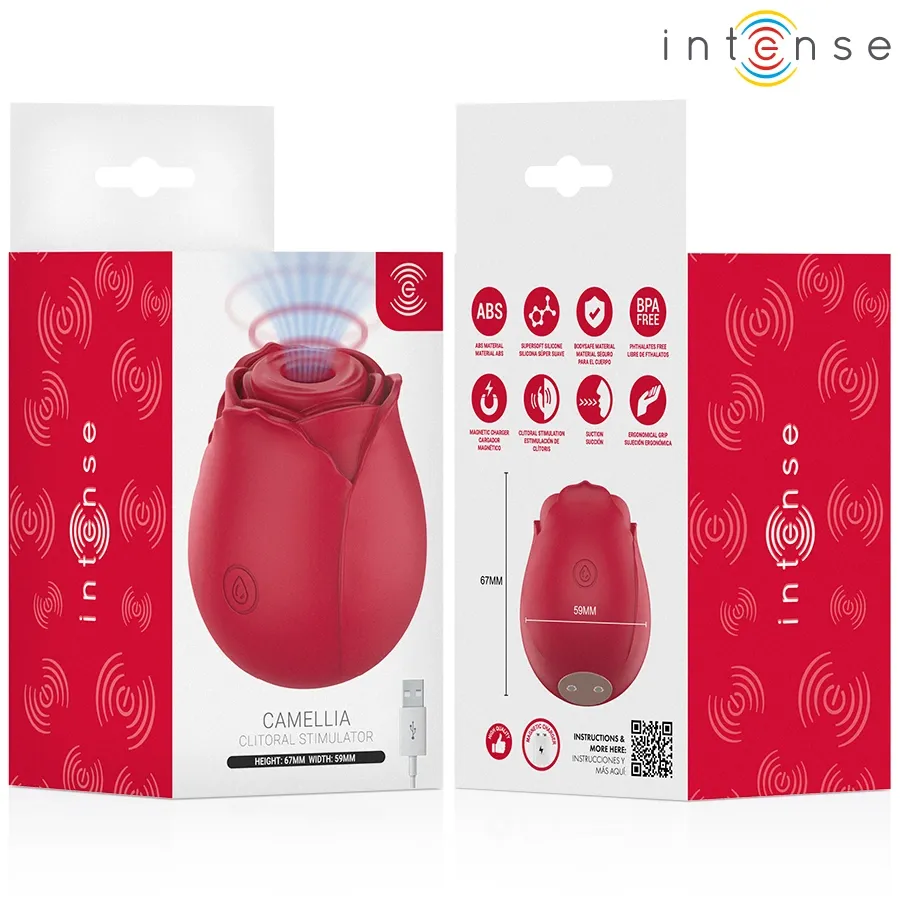 Tlakový stimulátor klitorisu ve tvaru růže INTENSE Camellia, vínový - obrázek 6