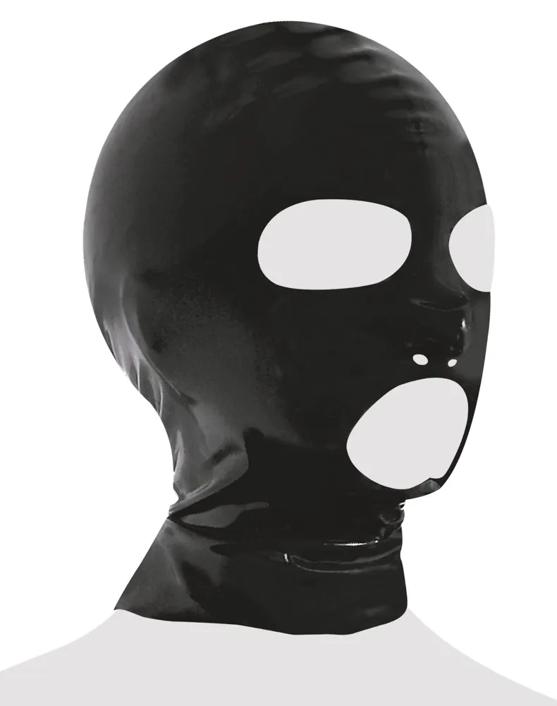 Latexová maska na hlavu LateX Classic s otvory pro oči a ústa, černá - obrázek 4