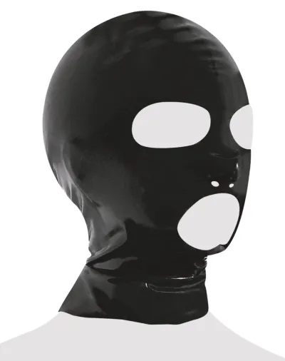 Latexová maska na hlavu LateX Classic s otvory pro oči a ústa, černá - obrázek 4