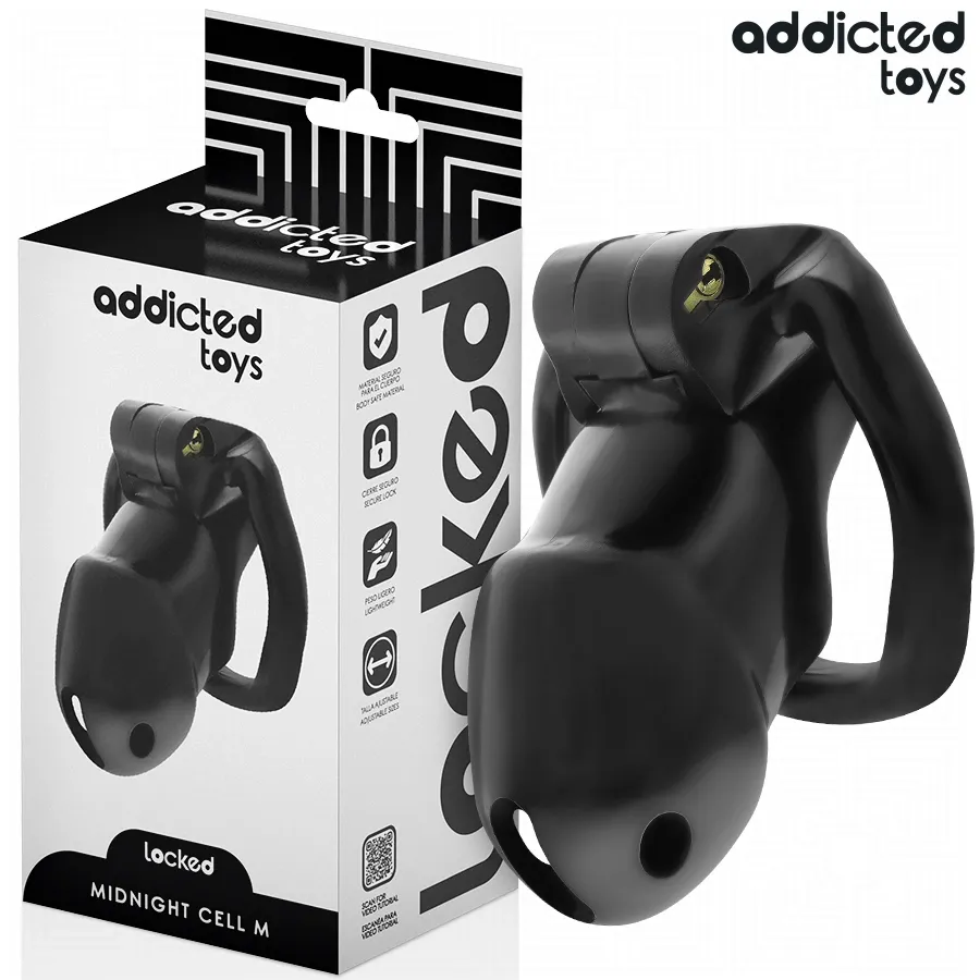 Klec cudnosti Addicted Toys Locked Midnight Cell, velikost M, černá