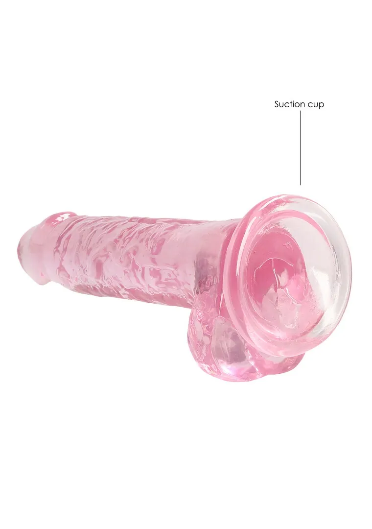 Realistické dildo s varlaty a přísavkou RealRock Crystal Clear 7", průhledné - obrázek 10