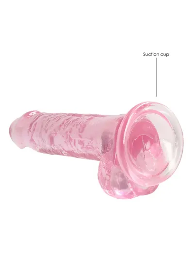 Realistické dildo s varlaty a přísavkou RealRock Crystal Clear 7", průhledné - obrázek 10