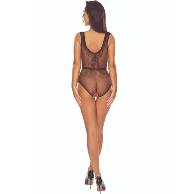 Bodystocking PASSION BS115 s mřížkovým vzorem, černý - obrázek 2