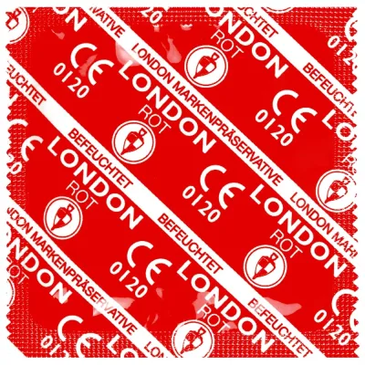 Kondomy London Red s jahodovou příchutí, červené, 56 mm, 1000 ks - obrázek 3