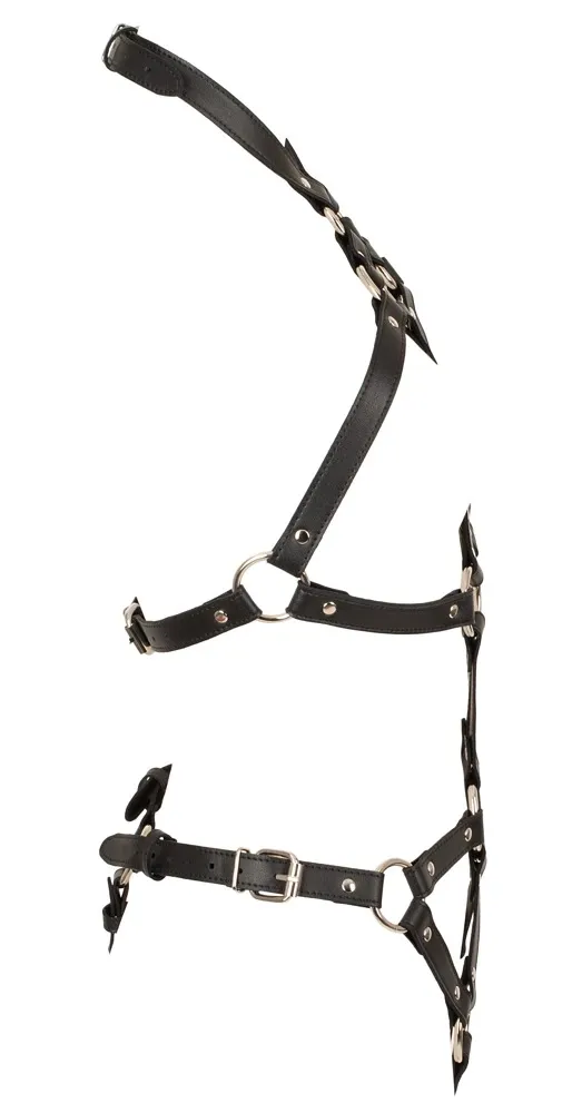 Postroj na tělo Bad Kitty Metall Harness z umělé kůže, nastavitelný, černý, S-L - obrázek 8