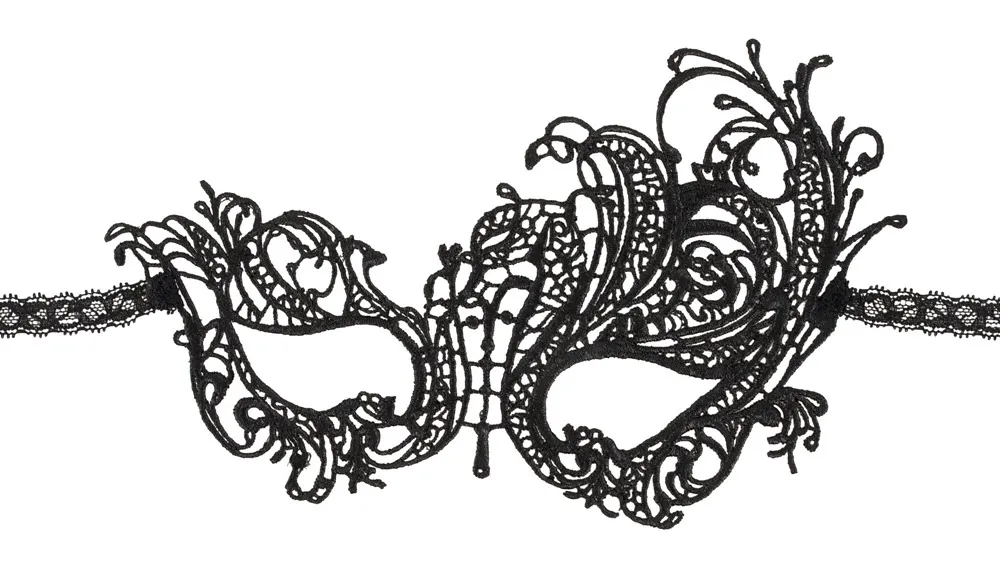 Vyšívaná krajková škraboška Cottelli Collection, černá - obrázek 4