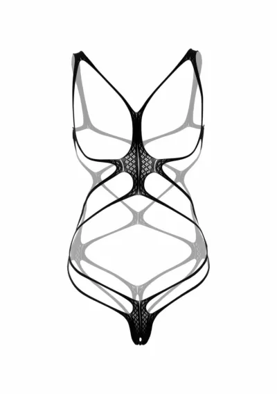 Páskové body s otevřenými košíčky a rozkrokem Leg Avenue, černé, L/XL - obrázek 10