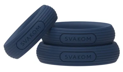 Sada erekčních kroužků SVAKOM Triooo, 3 velikosti, silikon, tmavě modrá - obrázek 2