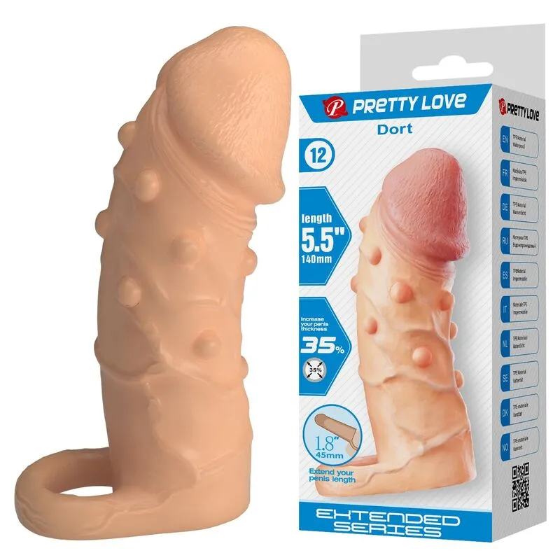 Prodlužovací návlek na penis Pretty Love Dort, 14 cm, Ø 4 cm, tělový - obrázek 8