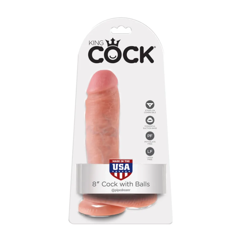 Realistické dildo King Cock s varlaty a přísavkou, 20,3 cm, tělové - obrázek 4