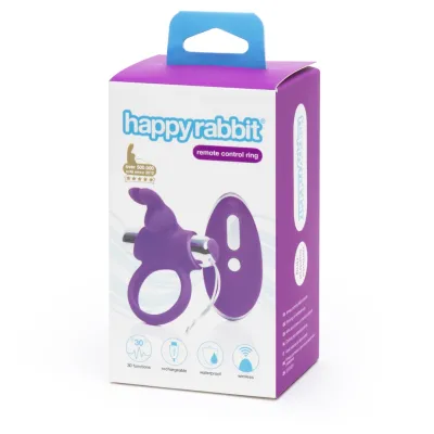 Vibrační erekční kroužek Happy Rabbit s dálkovým ovládáním, černý - obrázek 5