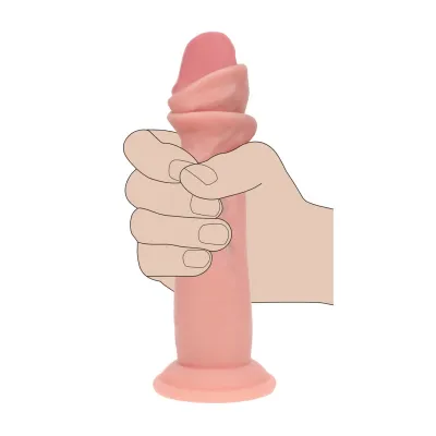 Realistické dildo RealRock Dual Density Model 7 Sliding Skin, tělové, 18,5 cm - obrázek 7