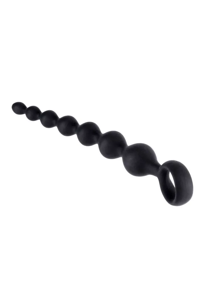 Vroubkované silikonové anální kuličky NMC, černé, 17,8 cm - obrázek 3