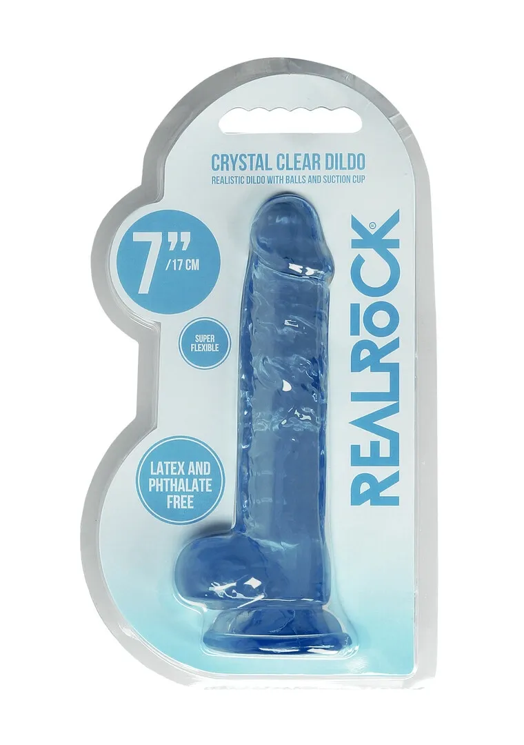 Realistické dildo RealRock Crystal Clear Model 7 s přísavkou, průhledné, 19 cm - obrázek 8