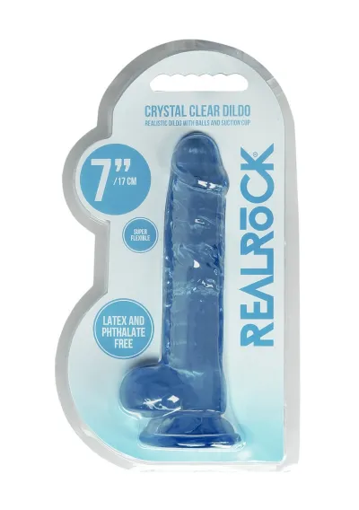 Realistické dildo RealRock Crystal Clear Model 7 s přísavkou, průhledné, 19 cm - obrázek 8