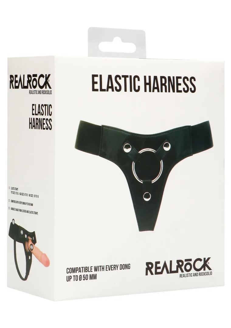 Elastický postroj na strap-on RealRock Elastic Harness, univerzální, černý - obrázek 8