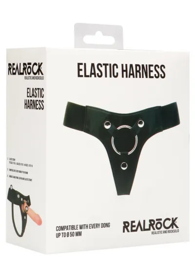Elastický postroj na strap-on RealRock Elastic Harness, univerzální, černý - obrázek 8