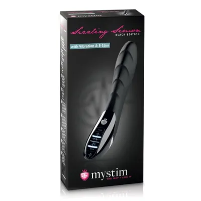 Vibrátor s elektrostimulací Mystim Sizzling Simon, silikon, černý, 27 cm - obrázek 2