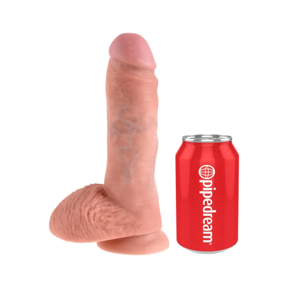 Realistické dildo King Cock s varlaty a přísavkou, 20,3 cm, tělové - obrázek 5