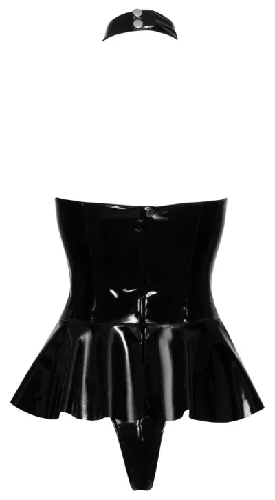 Vinylové body Black Level s rozšířenou sukýnkou a nastavitelnými pásky, černé, S - obrázek 8