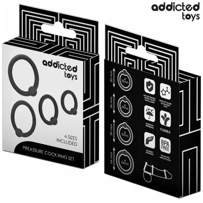 Sada 4 silikonových erekčních kroužků Addicted Toys, černá - obrázek 6